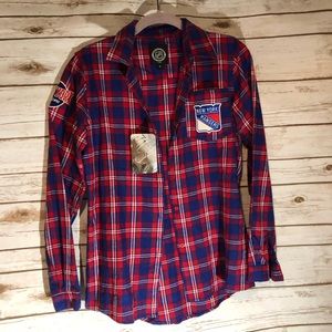 NHL New York Rangers plaid button up shirt